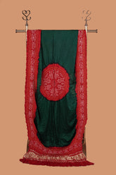 Red and Green Bandhani Ras Mandal Dupatta