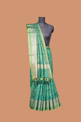 Chanderi Green Patola Pattern Saree