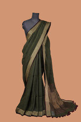 Mehndi Green Linen Saree