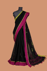 Black Linen Jamdani Woven Saree
