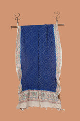 Handwoven and Crafted Blue Bandhani Madhubani Dupatta
