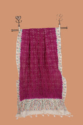 Handwoven and Crafted Wine Bandhani Madhubani Dupatta