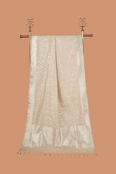 Beige Bold Banarasi Silk Golden Zari Geometric Pattern Dupatta