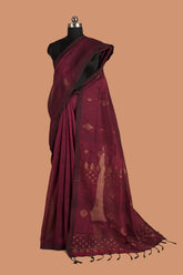 Purple Cotton Silk Saree with Golden Zari Woven