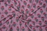 Pink pure cotton Jaipuri fabric with beautiful pink floral block print design