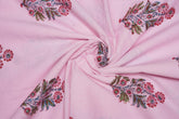 Pink pure cotton Jaipuri fabric with beautiful pink floral block print design