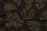 Dark Brown pure cotton Jaipuri fabric with beautiful floral block print design