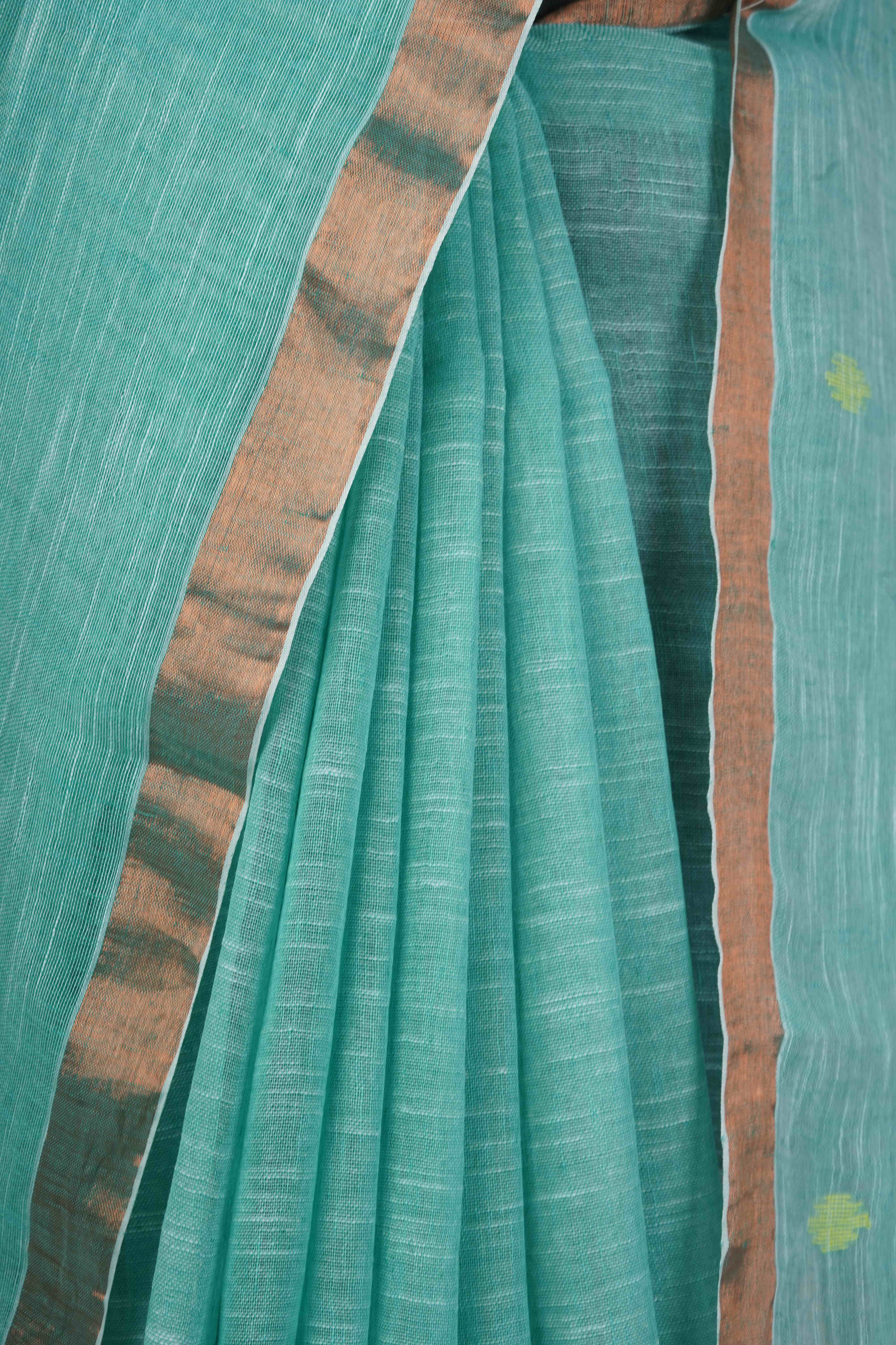 Sky blue Linen jamdani woven saree