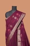 Handloom Chanderi wine colored saree with golden side borders