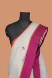 White Linen Jamdani Woven Saree