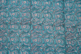 Blue pure cotton Jaipuri fabric with beautiful blue floral block print design