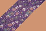 Purple pure cotton Jaipuri fabric with beautiful white and peach floral block print design.