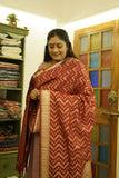 Marron Bold Banarasi Silk Golden Zari Geometric Pattern Dupatta